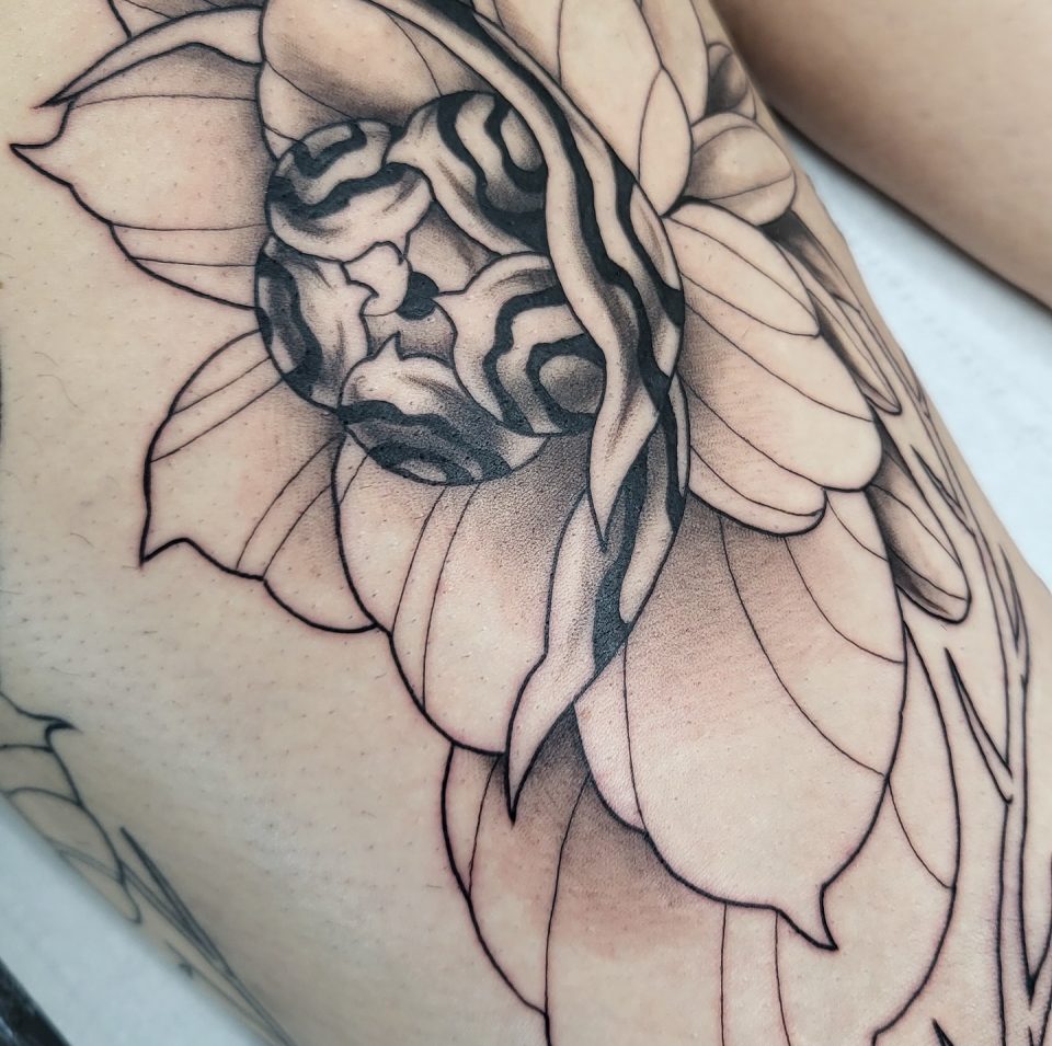 Dark Peony Tattoo