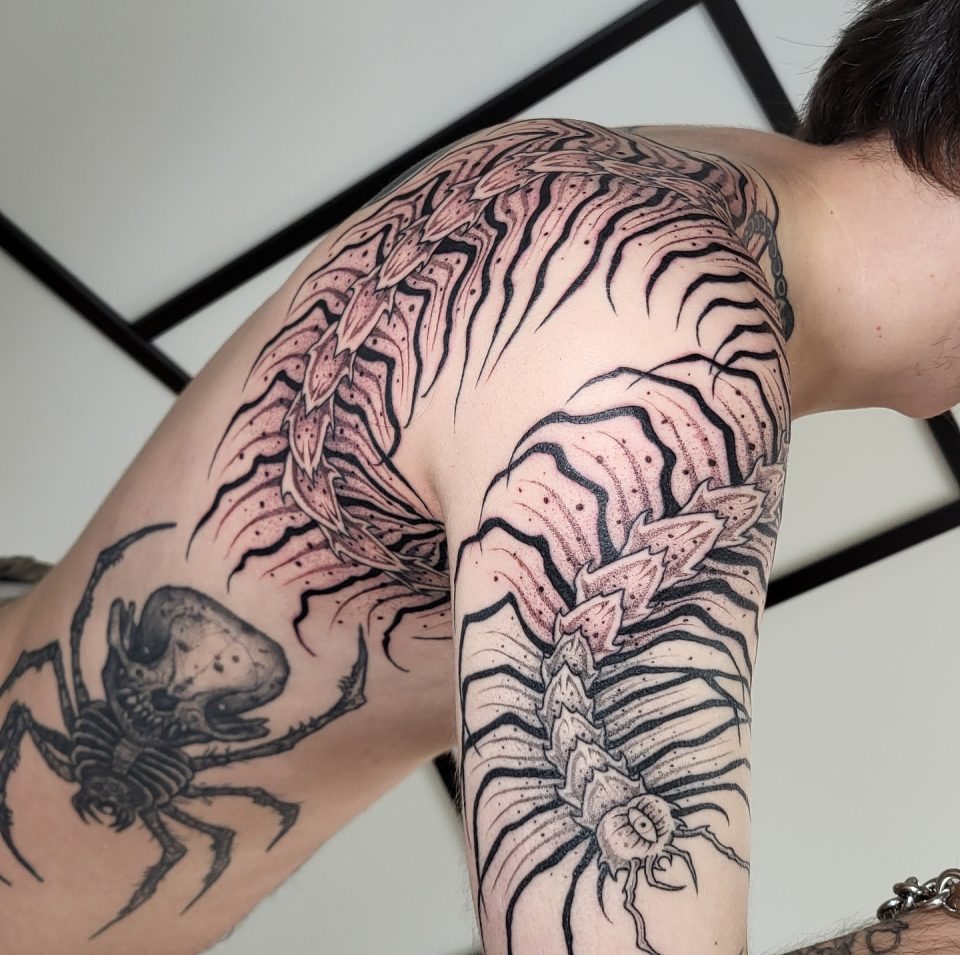 Horror Centipede Tattoo